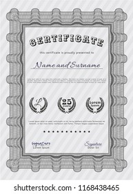 Grey Certificate. Elegant design. Detailed. Complex background. 