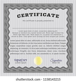 Grey Certificate. Elegant design. Easy to print. Customizable, Easy to edit and change colors. 