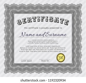Grey Certificate. Elegant design. Easy to print. Detailed. 