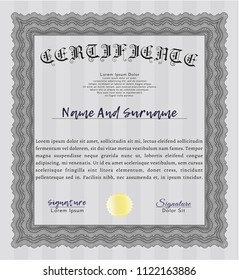 Grey Certificate. Elegant design. With linear background. Detailed. 