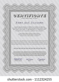  Grey Certificate. Good design. With linear background. Detailed. 