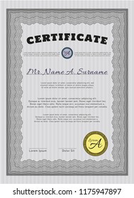 Grey Certificate. With great quality guilloche pattern. Perfect design. Customizable, Easy to edit and change colors. 