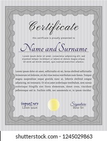 Grey Certificate. With great quality guilloche pattern. Superior design. Customizable, Easy to edit and change colors. 