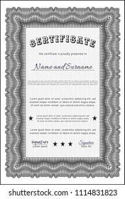 Grey Certificate. With guilloche pattern and background. Sophisticated design. Customizable, Easy to edit and change colors. 