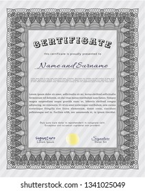 Grey Certificate. With guilloche pattern and background. Detailed. Perfect design. 