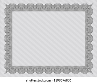 Grey Certificate. With guilloche pattern. Customizable, Easy to edit and change colors. Money style design. 