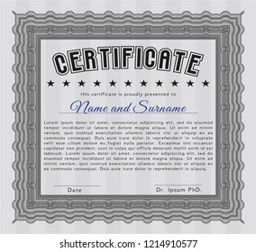 Grey Certificate. With guilloche pattern. Detailed. Perfect design. 