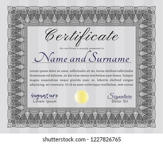 Grey Certificate. With guilloche pattern. Elegant design. Customizable, Easy to edit and change colors. 