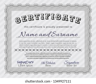 Grey Certificate. With guilloche pattern. Excellent design. Vector illustration. 