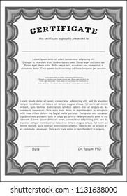 Grey Certificate. With linear background. Detailed. Modern design. 
