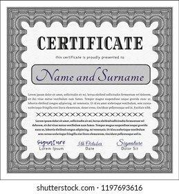 Grey Certificate. With linear background. Good design. Detailed. 