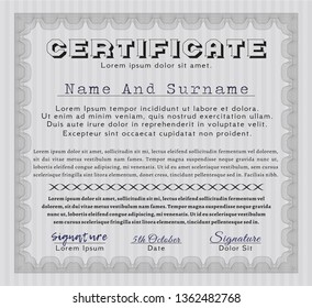Grey Certificate. With linear background. Lovely design. Detailed. 