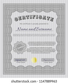 Grey Certificate. With linear background. Modern design. Detailed. 