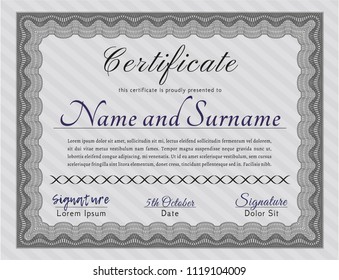 Grey Certificate. Lovely design. Detailed. Printer friendly. 