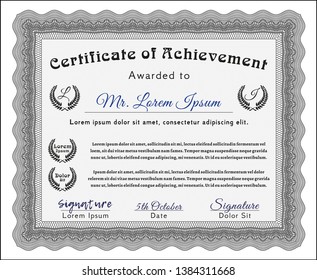 Grey Certificate. Modern design. Easy to print. Detailed. 