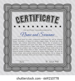 Grey Certificate. Modern design. With guilloche pattern and background. Customizable, Easy to edit and change colors. 