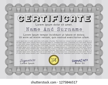Grey Certificate. Modern design. Printer friendly. Detailed. 