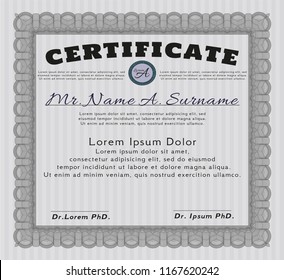 Grey Certificate. Modern design. Vector illustration. With quality background. 