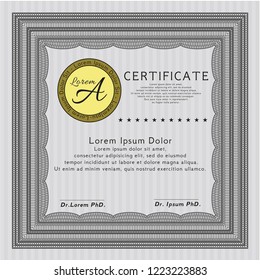 Grey Certificate. Money design. With guilloche pattern. Customizable, Easy to edit and change colors. 