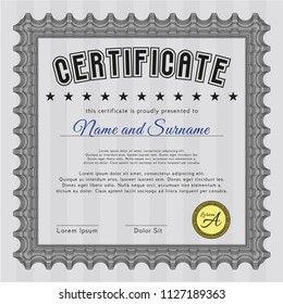 Grey Certificate. Money Pattern design. Complex background. Vector illustration. 