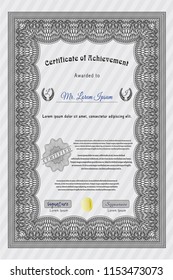 Grey Certificate. Money Pattern design. Customizable, Easy to edit and change colors. Easy to print. 