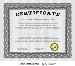 Grey Certificate. Money Pattern. With linear background. Customizable, Easy to edit and change colors. 