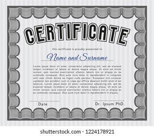 Grey Certificate. Money Pattern. Vector illustration. With quality background. 