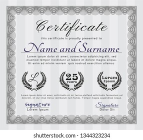 Grey Certificate. Money style design. With great quality guilloche pattern. Customizable, Easy to edit and change colors. 