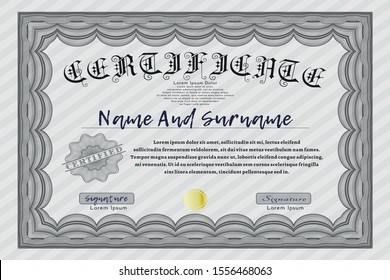 Grey Certificate. Nice design. Detailed. With great quality guilloche pattern. 