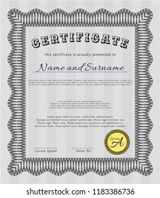 Grey Certificate. Nice design. Vector illustration. With quality background. 