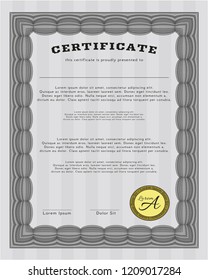 Grey Certificate. Perfect design. With linear background. Customizable, Easy to edit and change colors. 