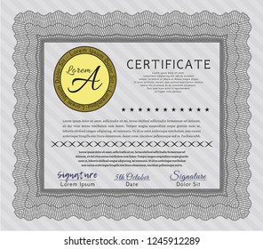 Grey Certificate. Perfect design. Vector illustration. Easy to print. 