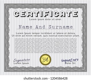 Grey Certificate. With quality background. Customizable, Easy to edit and change colors. Cordial design. 