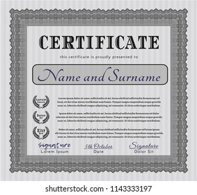 Grey Certificate. With quality background. Excellent design. Vector illustration. 