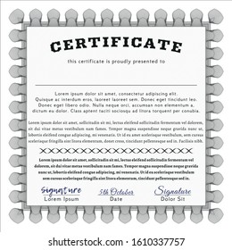 Grey Certificate. With quality background. Money Pattern design. Detailed. 