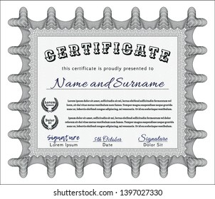 Grey Certificate. Retro design. With complex linear background. Detailed. 