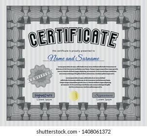 Grey Certificate. Retro design. With quality background. Detailed. 