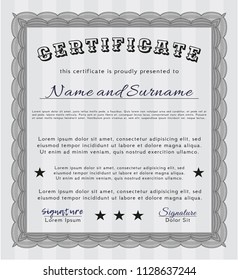 Grey Certificate. Sophisticated design. With background. Vector illustration. 