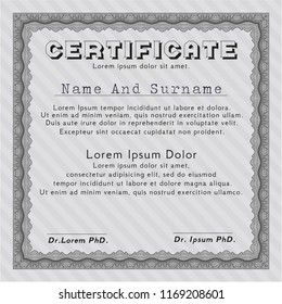 Grey Certificate. Superior design. Vector illustration. With complex background. 