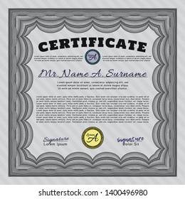 Grey Certificate template. With background. Customizable, Easy to edit and change colors. Perfect design. 
