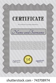 Grey Certificate template. With background. Customizable, Easy to edit and change colors. Money Pattern. 