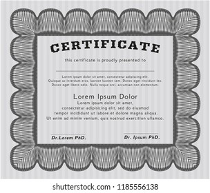 Grey Certificate template. With background. Retro design. Detailed. 