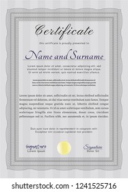 Grey Certificate template. Complex background. Customizable, Easy to edit and change colors. Artistry design. 