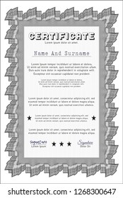 Grey Certificate template. Complex background. Customizable, Easy to edit and change colors. Good design. 