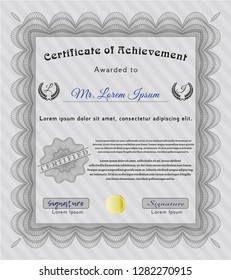 Grey Certificate template. With complex background. Elegant design. Customizable, Easy to edit and change colors. 