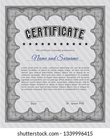 Grey Certificate template. Complex background. Customizable, Easy to edit and change colors. Money Pattern design. 