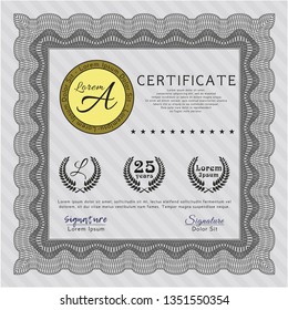 Grey Certificate template. With complex background. Customizable, Easy to edit and change colors. Perfect design. 