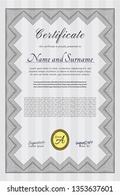 Grey Certificate template. Complex background. Customizable, Easy to edit and change colors. Artistry design. 