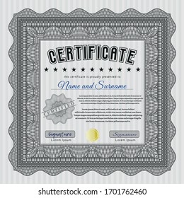 Grey Certificate template. Cordial design. With linear background. Customizable, Easy to edit and change colors. 