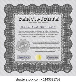 Grey Certificate template. Customizable, Easy to edit and change colors. Complex background. Artistry design. 